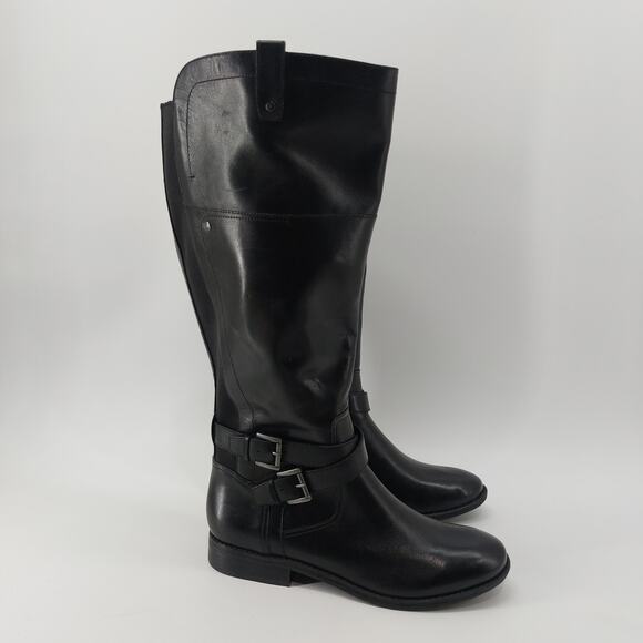 Marc Fisher Audrey Leather Riding Boots Size 8 Buckle Zip - Picture 5 of 11